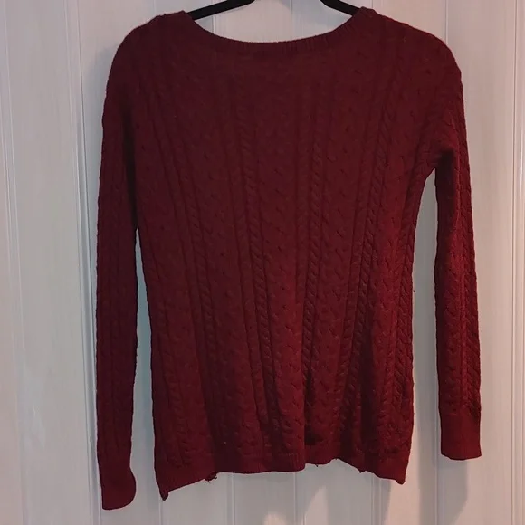 M American Eagle Outfitters maroon stretchy knit sweater with side zippers - Picture 4 of 5